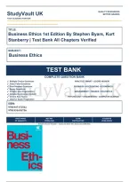 Business Ethics 1st Edition By Stephen Byars&comma; Kurt Stanberry &vert; Test Bank Verified&comma; A&plus; Grade 9781947172562