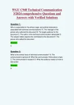 WGU C948 Technical Communication&NewLine;3&sol;2024 comprehensive Questions and&NewLine;Answers with Verified Solutions