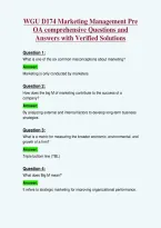 WGU D174 Marketing Management Pre&NewLine;OA comprehensive Questions and&NewLine;Answers with Verified Solutions