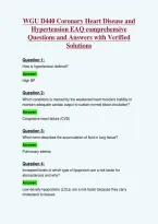 WGU D440 Coronary Heart Disease and&NewLine;Hypertension EAQ comprehensive&NewLine;Questions and Answers with Verified&NewLine;Solutions