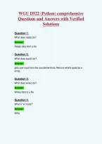 WGU D522 &lpar;Python&rpar; comprehensive&NewLine;Questions and Answers with Verified&NewLine;Solutions