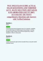 Wgu D522 Exam Guide Actual&NewLine;Exam Questions And Verified&NewLine;Accu- Rate Solution &lpar;Detailed&NewLine;& Elaborated&rpar; &vert;Get It 100&percnt;&NewLine;Accurate&excl;&excl; 202 Test&excl;&excl;&NewLine;Comprehensive Questions And Answers&NewLine;With Verified Solutions