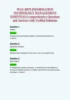 WGU-D075-INFORMATION&NewLine;TECHNOLOGY MANAGEMENT&NewLine;ESSENTIALS comprehensive Questions&NewLine;and Answers with Verified Solutions