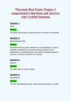 Wisconsin Real Estate Chapter 1&NewLine;comprehensive Questions and Answers&NewLine;with Verified Solutions