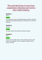 Wisconsin Real Estate License Exam&NewLine;comprehensive Questions and Answers&NewLine;with Verified Solutions