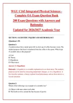 WGU C165 Integrated Physical Sciences - Complete OA Exam Question Bank&NewLine;200 Exam Questions with Answers and Rationales&NewLine;Updated for 2026&sol;2027 Academic Year&NewLine;&NewLine;