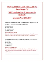WGU C268 Study Guide for EXCEL PA Spreadsheets OA&NewLine;200 Exam Questions & Answers with Rationale&NewLine;Academic Year 2026&sol;2027&NewLine;