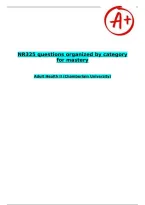 NR325 questions organized by category for mastery&NewLine;&NewLine;&NewLine;Adult Health II &lpar;Chamberlain University&rpar;&NewLine;