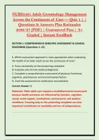 NURS5461 Adult Gerontology Management &NewLine;Across the Continuum of Care &mdash; Quiz 1 &vert; &vert; &NewLine;Questions & Answers Plus Rationales &NewLine;2026&sol;27 &lpar;PDF&rpar; &vert; Guaranteed Pass &vert; A&plus; &NewLine;Graded &vert; Instant FeedBack