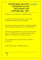 Fse2930 Prof&period; Review  &NewLine;Chemistry Exam &NewLine;Questions And &NewLine;Answers 2026 - 2027 