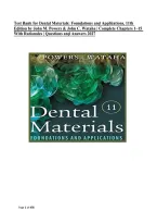 Test Bank for Dental Materials&colon; Foundations and Applications&comma; 11th Edition by John M&period; Powers & John C&period; Wataha &vert; Complete Chapters 1&ndash;15 With Rationales &vert; Questions & Answers 2027&NewLine;
