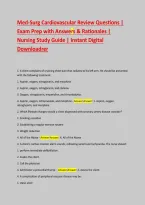 Med Surg 1 Exam Review 2026&colon; Full Study Guide with Correct Verified Answers &ndash; Nursing Exam Prep PDF&period; Master medical-surgical nursing concepts&comma; practice questions&comma; and rationales&period; Includes cardiovascular&comma; respiratory&comma; endocrine&comma; GI&comma; renal&comma; and neuro disord