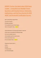 NREMT Test Bank Latest 2026 Exam Update &ndash; Full Study Guide & Exam Prep PDF with Correct Verified Answers&period; Pass your NREMT exam confidently with updated practice questions&comma; detailed rationales&comma; and verified answer keys covering EMT&comma; AEMT&comma; and Paramedic top