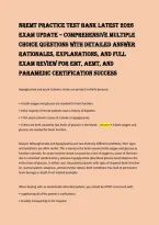NREMT Test Bank Latest 2026 Exam Update &ndash; Full Study Guide Exam Prep 2026 with Correct Verified Answers PDF&period; Ace your National Registry of Emergency Medical Technicians exam with updated practice questions&comma; detailed rationales&comma; and verified answer keys co