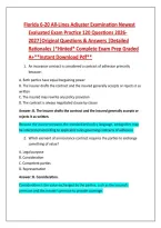 Florida 6-20 All-Lines Adjuster Examination Newest &NewLine;Evaluated Exam Practice 120 Questions 2026&NewLine;2027&vert;Original Questions & Answers &vert;Detailed &NewLine;Rationales &vert;&ast;Hinted&ast; Complete Exam Prep Graded &NewLine;A&plus;&ast;&ast;Instant Download Pdf&ast;&ast; 
