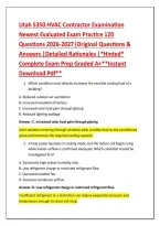 Utah S350 HVAC Contractor Examination &NewLine;Newest Evaluated Exam Practice 120 &NewLine;Questions 2026-2027&vert;Original Questions & &NewLine;Answers &vert;Detailed Rationales &vert;&ast;Hinted&ast; &NewLine;Complete Exam Prep Graded A&plus;&ast;&ast;Instant &NewLine;Download Pdf&ast;&ast; 