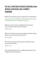 Fin 306 Corporate Finance Midterm Exam&NewLine;Review Questions And Correct&NewLine;Answers
