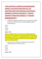 Utah Electrical Contractor Examination &NewLine;Newest Evaluated Exam Practice 120 &NewLine;Questions 2026-2027&vert;Original Questions & &NewLine;Answers &vert;Detailed Rationales &vert;&ast;Hinted&ast; &NewLine;Complete Exam Prep Graded A&plus;&ast;&ast;Instant &NewLine;Download Pdf&ast;&ast;