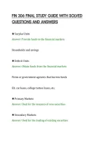 Fin 306 Final Study Guide With Solved&NewLine;Questions And Answers&NewLine;