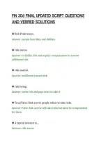 Fin 306 Final Updated Script Questions&NewLine;And Verified Solutions