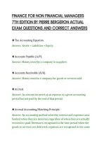 Finance For Non Financial Managers&NewLine;7Th Edition By Pierre Bergeron Actual&NewLine;Exam Questions And Correct Answers