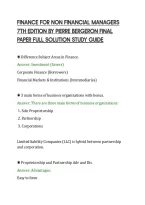 Finance For Non Financial Managers&NewLine;7Th Edition By Pierre Bergeron Final&NewLine;Paper Full Solution Study Guide