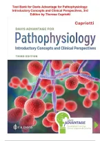 Test Bank for Davis Advantage for Pathophysiology&colon; Introductory Concepts and Clinical Perspectives&comma; 3rd Edition by Theresa Capriotti