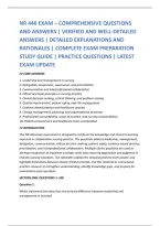 Nr 446 Exam &ndash; Comprehensive Questions &NewLine;And Answers &vert; Verified And Well-Detailed &NewLine;Answers &vert; Detailed Explanations And &NewLine;Rationales &vert; Complete Exam Preparation &NewLine;Study Guide &vert; Practice Questions &vert; Latest &NewLine;Exam Update