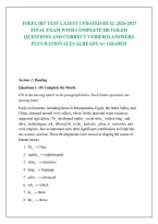 Toefl Ibt Test Latest Updated Real 2026-2027 Final Exam With Complete Detailed Questions And Correct Verified Answers Plus Rationales Already A&plus; Graded