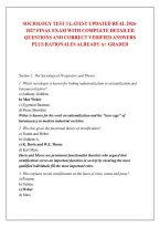 Sociology Test 3 Latest Updated Real 2026-2027 Final Exam With Complete Detailed Questions And Correct Verified Answers Plus Rationales Already A&plus; Graded
