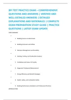 Bpi Test Practice Exam &ndash; Comprehensive &NewLine;Questions And Answers &vert; Verified And &NewLine;Well-Detailed Answers &vert; Detailed &NewLine;Explanations And Rationales &vert; Complete &NewLine;Exam Preparation Study Guide &vert; Practice &NewLine;Questions &vert; Latest Exam Update 