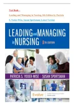 Test Bank For Leading and Managing in Nursing&comma; 8th Edition by Patricia S&period; Yoder-Wise&comma; Susan Sportsman&vert; Latest Version