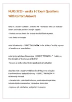 NURS 3720 - weeks 1-7 Exam Questions With Correct Answers