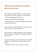 NURS 3720 Leadership Exam Questions With Correct Answers