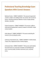 Professional Teaching Knowledge Exam Questions With Correct Answers&period;