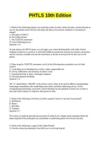 PHTLS 10th Edition Answered set