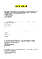 PHTLS Final Questions and answers