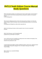 PHTLS Tenth Edition Course Manual Study Questions
