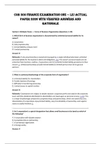 COB 300 Finance Examination One &mdash; Liu Actual&NewLine;Paper 2026 with verified answers and&NewLine;rationale 