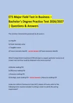 ETS Major Field Test in Business &ndash; Bachelor&rsquo;s Degree Practice Test 2026&sol;2027 &vert; Questions & Answers 