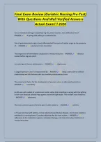Final Exam Review &lpar;Geriatric Nursing Pre-Test&rpar;&NewLine;With Questions And Well Verified Answers&NewLine;Actual Exam&excl;&excl;&excl; 2026&NewLine;
