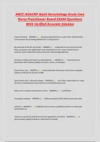 ANCC AGACNP Adult Gerontology Acute Care&NewLine;Nurse Practitioner Board EXAM Questions&NewLine;With Verified Accurate Solution