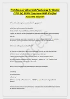 Test Bank for Abnormal Psychology by Hooley&NewLine;&lpar;17th Ed&rpar; EXAM Questions With Verified&NewLine;Accurate Solution&NewLine;