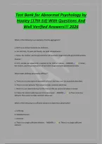 Test Bank for Abnormal Psychology by&NewLine;Hooley &lpar;17th Ed&rpar; With Questions And&NewLine;Well Verified Answers&excl;&excl;&excl; 2026