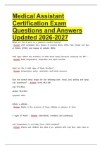 Medical Assistant Certification Exam Questions and Answers Updated 2026