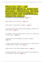 Practice Test 1-200 Certified Medical Assistant National Credential Review Questions And Answers All Upadated 2026 A&plus;&period;Pdf&NewLine;&NewLine;