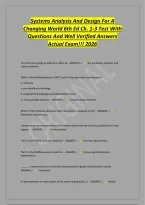 Systems Analysis And Design For A&NewLine;Changing World 6th Ed Ch&period; 1-3 Test With&NewLine;Questions And Well Verified Answers&NewLine;Actual Exam&excl;&excl;&excl; 2026