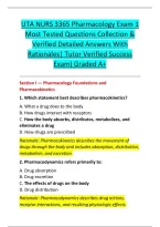 UTA NURS 3365 Pharmacology Exam 1 &NewLine;Most Tested Questions Collection & &NewLine;Verified Detailed Answers With &NewLine;Rationales&vert; Tutor Verified Success &NewLine;Exam&rpar; Graded A&plus; 