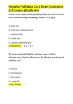 Hospice Palliative Care Exam Questions & Answers &lpar;Grade A&plus;&rpar;&period;docx&NewLine;&NewLine;