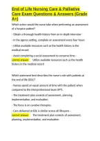 End of Life Nursing Care & Palliative Care Exam Questions & Answers &lpar;Grade A&plus;&rpar;&period;docx&NewLine;&NewLine;